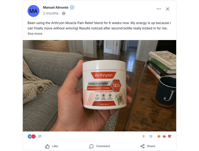 Active Australian using Arthryon Cream